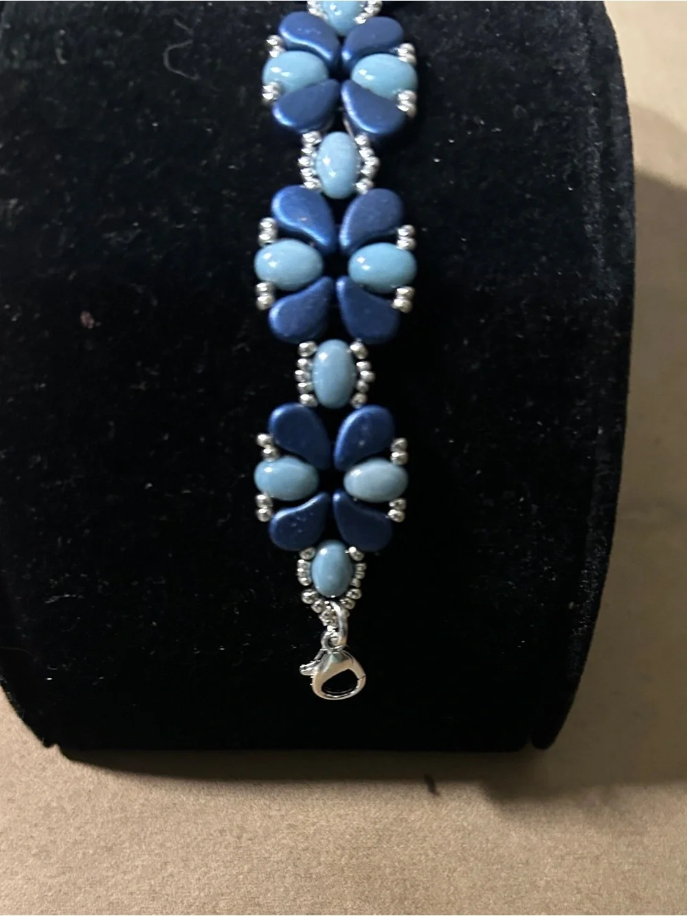 Elegant Blue Floral Bead Bracelet - Women Jewelry